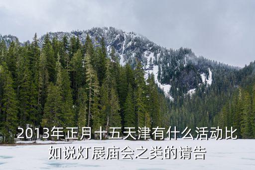 天津市講比活動，2013年正月十五天津有什么活動比如說燈展廟會之類的請告