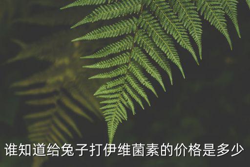 誰知道給兔子打伊維菌素的價格是多少