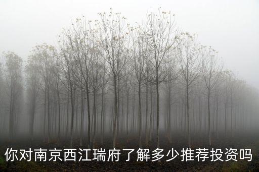 你對南京西江瑞府了解多少推薦投資嗎