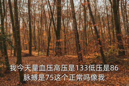 我今天量血壓高壓是133低壓是86脈搏是75這個正常嗎像我