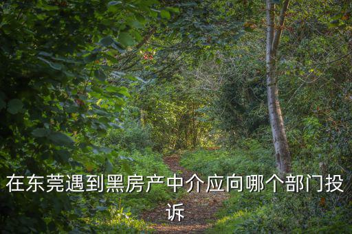 在東莞遇到黑房產中介應向哪個部門投訴