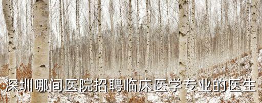 深圳哪間醫院招聘臨床醫學專業的醫生