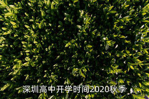 深圳高中開學時間2020秋季
