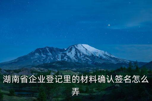 湖南省企業登記里的材料確認簽名怎么弄