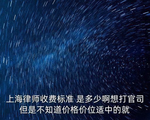 上海律師收費標準 是多少啊想打官司但是不知道價格價位適中的就