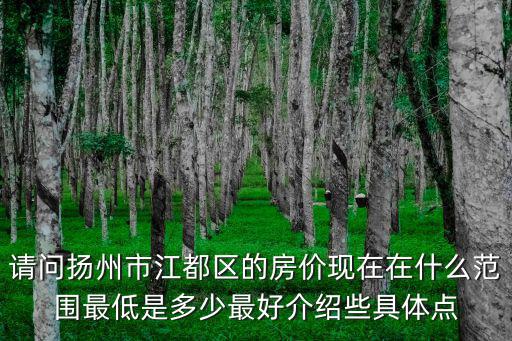 請問揚州市江都區(qū)的房價現在在什么范圍最低是多少最好介紹些具體點