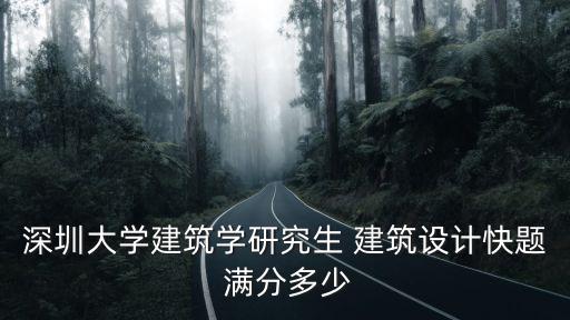 深圳大學建筑學研究生 建筑設計快題 滿分多少