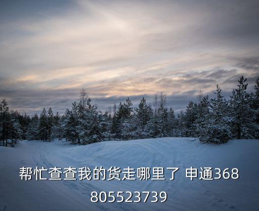 深圳沙埔頭村林叔小鋪，幫忙查查我的貨走哪里了 申通368805523739