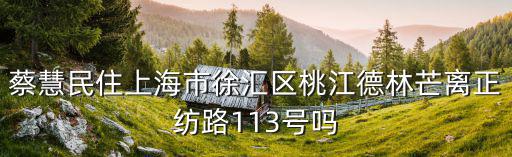 住上海市，蔡慧民住上海市徐匯區桃江德林芒離正紡路113號嗎
