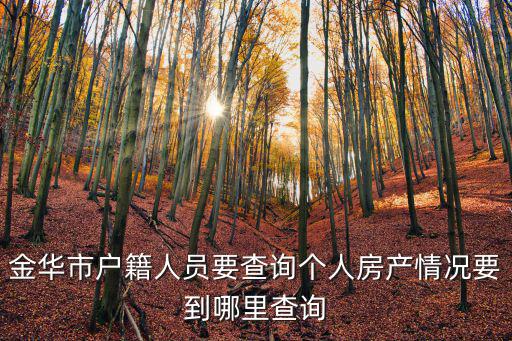 金華市戶籍人員要查詢個人房產情況要到哪里查詢