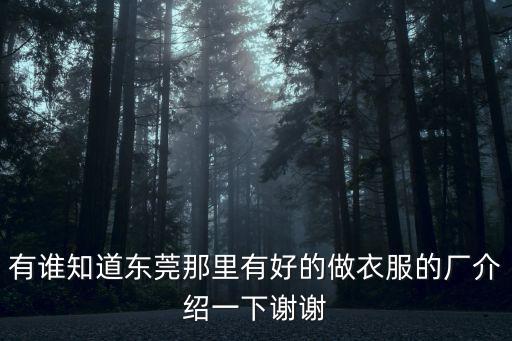 東莞高勝制衣廠怎樣，東莞虎門那個服裝工廠質量好