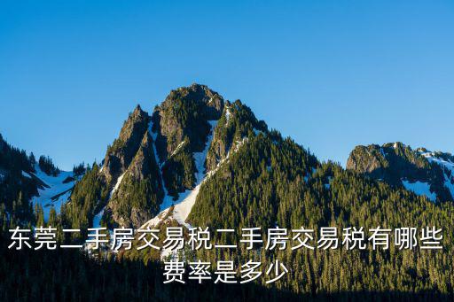 東莞二手房交易稅二手房交易稅有哪些費(fèi)率是多少