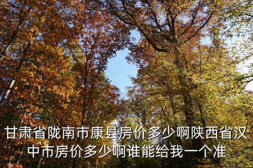 甘肅省隴南市康縣房價多少啊陜西省漢中市房價多少啊誰能給我一個準