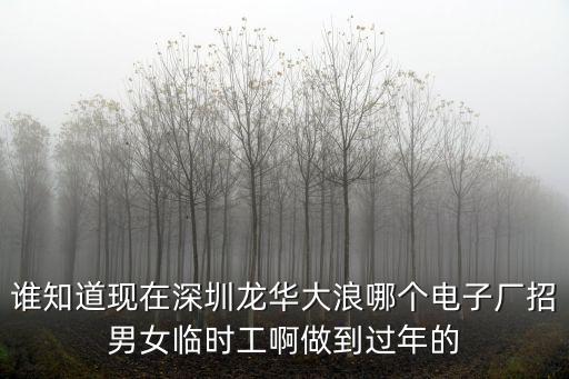 誰知道現在深圳龍華大浪哪個電子廠招男女臨時工啊做到過年的
