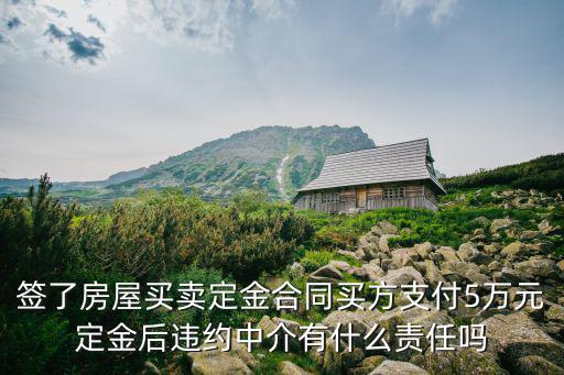 簽了房屋買賣定金合同買方支付5萬元定金后違約中介有什么責任嗎