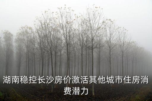 湖南穩控長沙房價激活其他城市住房消費潛力