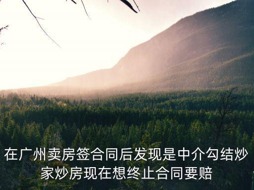 在廣州賣房簽合同后發現是中介勾結炒家炒房現在想終止合同要賠