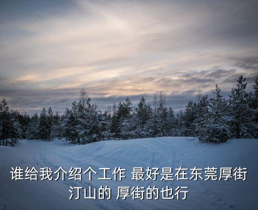 誰給我介紹個工作 最好是在東莞厚街汀山的 厚街的也行
