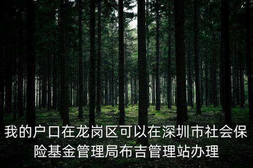 我的戶(hù)口在龍崗區(qū)可以在深圳市社會(huì)保險(xiǎn)基金管理局布吉管理站辦理