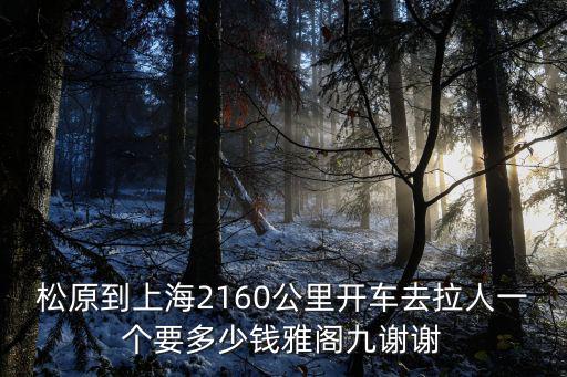 松原到上海2160公里開車去拉人一個要多少錢雅閣九謝謝
