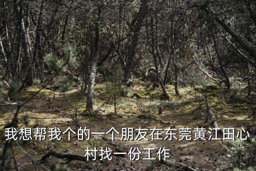 我想幫我個的一個朋友在東莞黃江田心村找一份工作