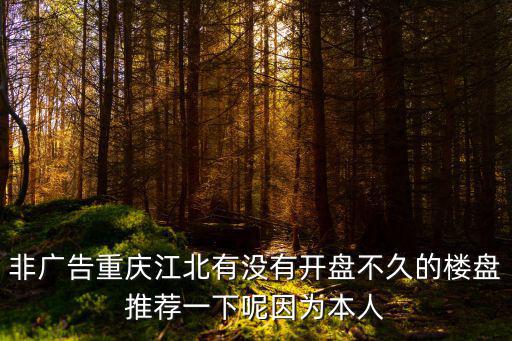 非廣告重慶江北有沒有開盤不久的樓盤推薦一下呢因為本人