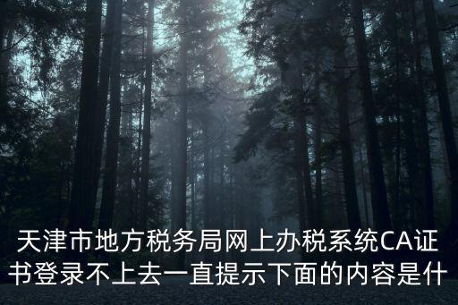 天津市地方稅務局網上辦稅系統CA證書登錄不上去一直提示下面的內容是什