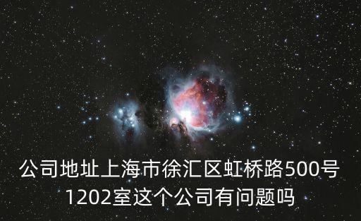 公司地址上海市徐匯區(qū)虹橋路500號1202室這個公司有問題嗎
