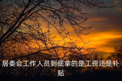 居委會工作人員到底拿的是工資還是補貼