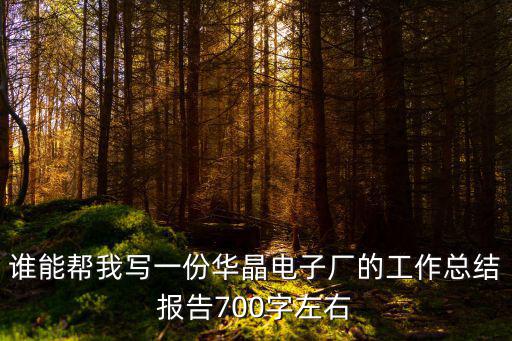 東莞華晶電子廠，誰能幫我寫一份華晶電子廠的工作總結報告700字左右