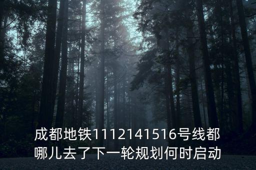 成都地鐵1112141516號(hào)線都哪兒去了下一輪規(guī)劃何時(shí)啟動(dòng)