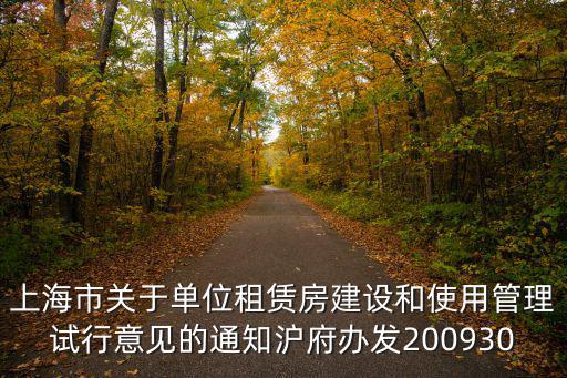 上海市關于單位租賃房建設和使用管理試行意見的通知滬府辦發200930