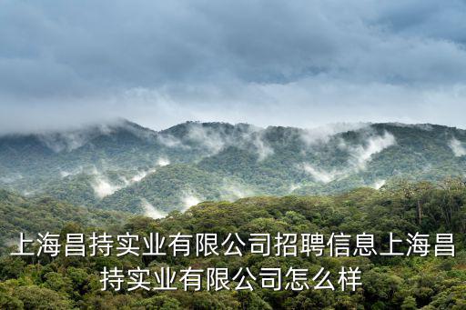 上海昌持實業有限公司招聘信息上海昌持實業有限公司怎么樣