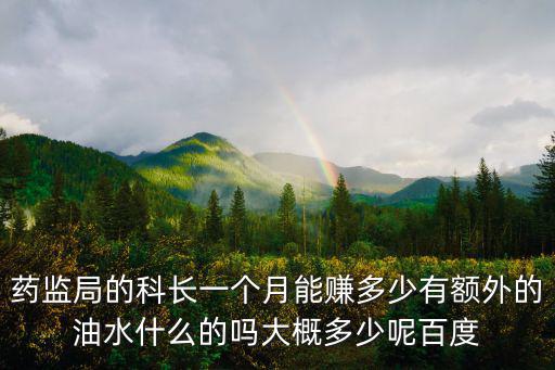 藥監(jiān)局的科長一個月能賺多少有額外的油水什么的嗎大概多少呢百度