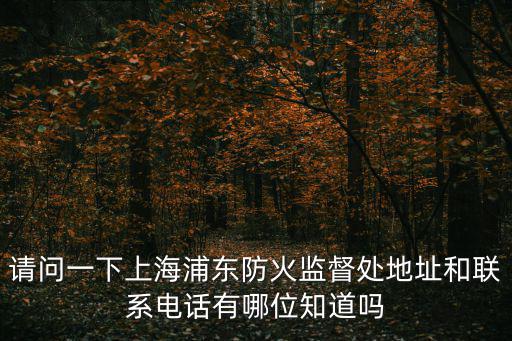 請問一下上海浦東防火監督處地址和聯系電話有哪位知道嗎