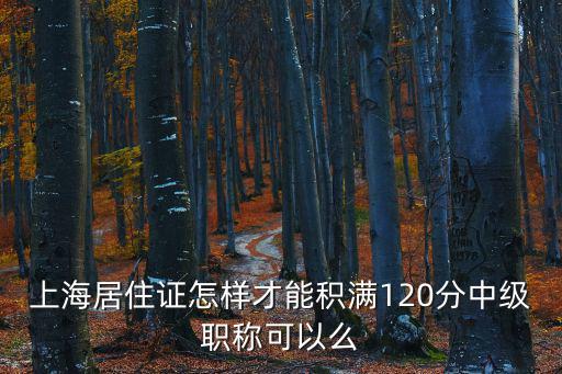 上海居住證怎樣才能積滿120分中級職稱可以么