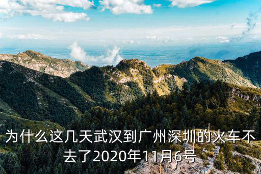 為什么這幾天武漢到廣州深圳的火車不去了2020年11月6號
