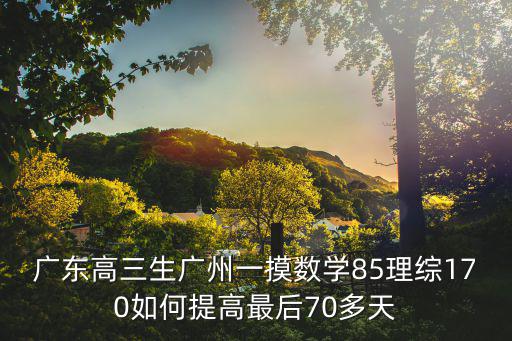 廣東高三生廣州一摸數學85理綜170如何提高最后70多天