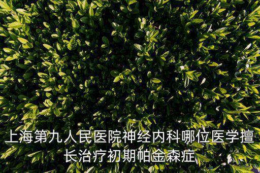 上海第九人民醫院神經內科哪位醫學擅長治療初期帕金森癥