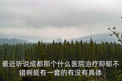 最近聽(tīng)說(shuō)成都那個(gè)什么醫(yī)院治療抑郁不錯(cuò)啊挺有一套的有沒(méi)有具體