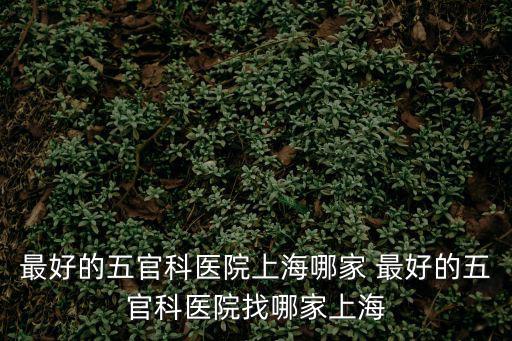 上海市五官專科，最好的五官科醫院上海哪家 最好的五官科醫院找哪家上海