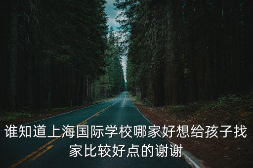 上海好一點的國際學校，打算讓孩子出國上海哪家國際學校比較好大家推薦下