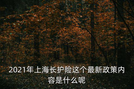 2021年上海長護險這個最新政策內容是什么呢