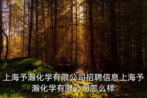 上海予瀚化學有限公司招聘信息上海予瀚化學有限公司怎么樣