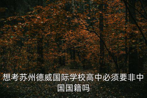 想考蘇州德威國際學校高中必須要非中國國籍嗎