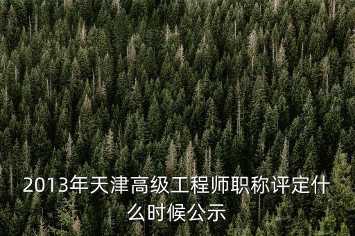 2013年天津高級(jí)工程師職稱評(píng)定什么時(shí)候公示