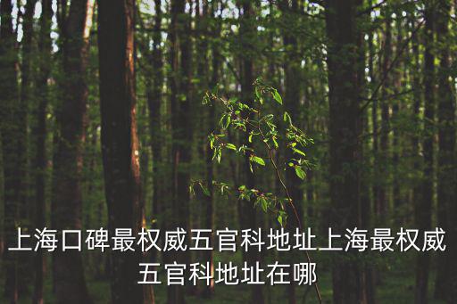 上海口碑最權威五官科地址上海最權威五官科地址在哪