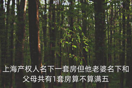 上海產權人名下一套房但他老婆名下和父母共有1套房算不算滿五