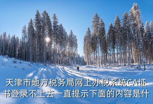 天津市地方稅務局網上辦稅系統CA證書登錄不上去一直提示下面的內容是什