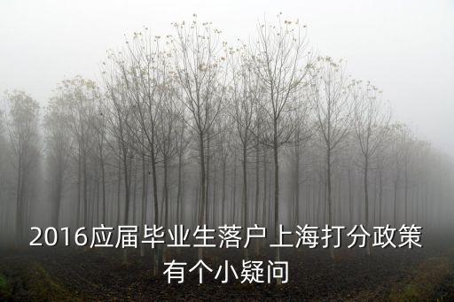 2016應屆畢業生落戶上海打分政策有個小疑問